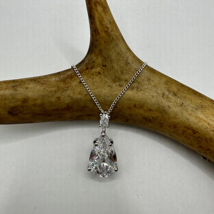 Vintage Cubic Zirconia 925 Sterling Silver chain Necklace
