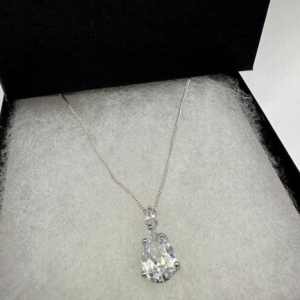 Vintage Cubic Zirconia 925 Sterling Silver chain Necklace