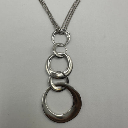 Vintage circles 925 Sterling Silver chain Necklace