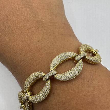 Vintage Gold Tennis Bracelet | Cubic Zirconia Tennis Bracelet Golden 925 Sterling Silver