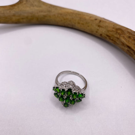 Vintage Green Chrome Diopside Ring Band 925 Sterling Silver
