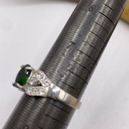 Vintage Green Chrome Diopside Ring Band 925 Sterling Silver