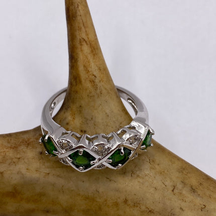Vintage Green Chrome Diopside Ring Band 925 Sterling Silver