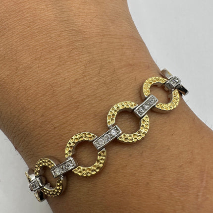 Vintage Gold Tennis Bracelet | Diamond Look Cubic Zirconia Golden 925 Sterling Silver