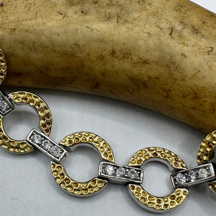 Vintage Gold Tennis Bracelet | Diamond Look Cubic Zirconia Golden 925 Sterling Silver