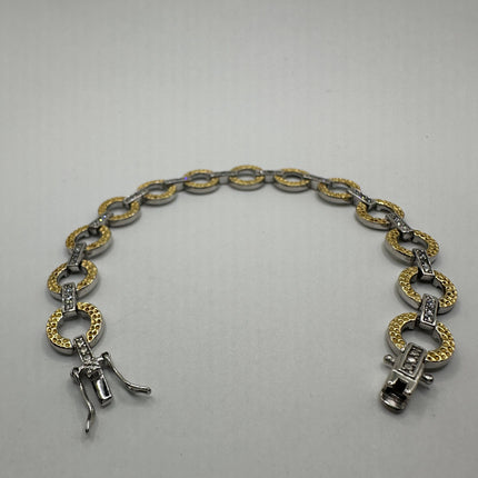 Vintage Gold Tennis Bracelet | Diamond Look Cubic Zirconia Golden 925 Sterling Silver