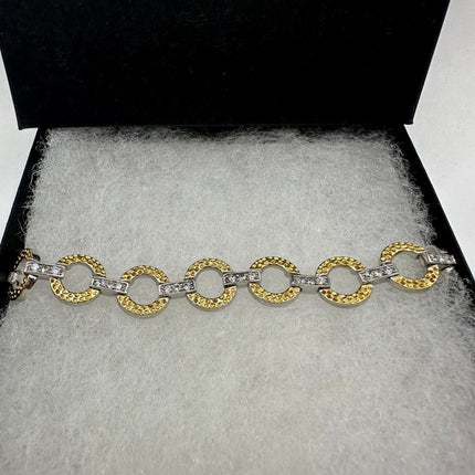 Vintage Gold Tennis Bracelet | Diamond Look Cubic Zirconia Golden 925 Sterling Silver