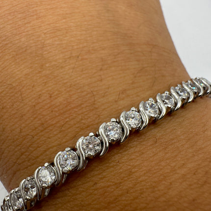 Vintage Silver Tennis Bracelet | Diamond Look Cubic Zirconia 925 Sterling Silver
