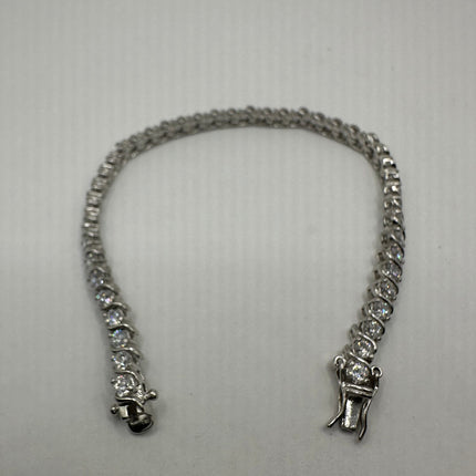 Vintage Silver Tennis Bracelet | Diamond Look Cubic Zirconia 925 Sterling Silver
