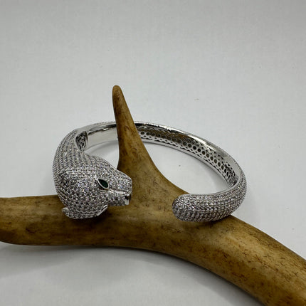 Cat Bangle Bracelet: Vintage Sterling Silver (Adjustable Size)