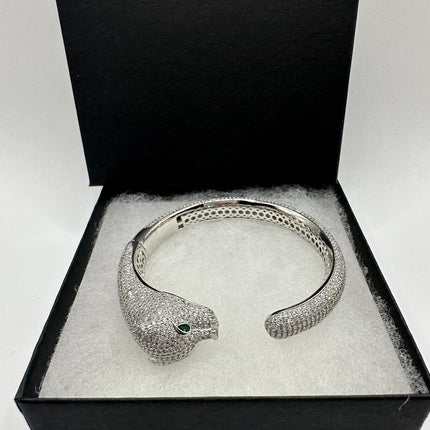 Cat Bangle Bracelet: Vintage Sterling Silver (Adjustable Size)