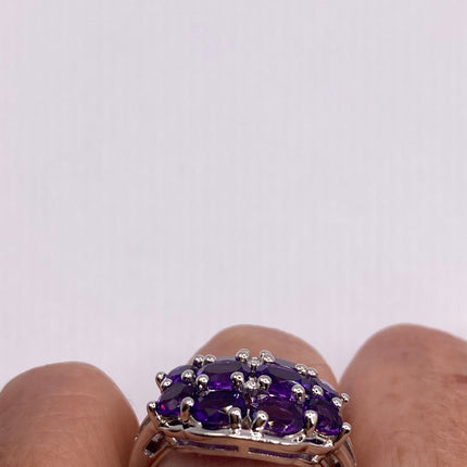 Vintage Purple Amethyst Ring Band 925 Sterling Silver