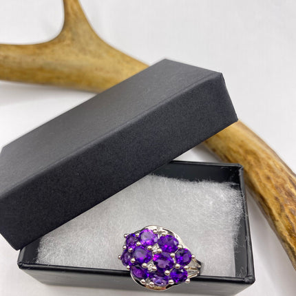 Vintage Purple Amethyst Ring Band 925 Sterling Silver
