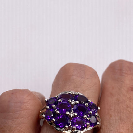 Vintage Purple Amethyst Ring Band 925 Sterling Silver