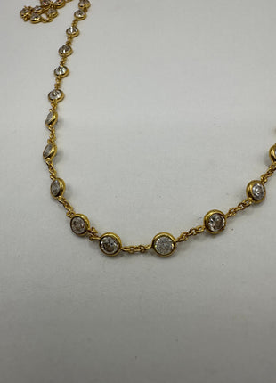Vintage Cubic Zirconia 925 Sterling Silver chain Necklace - Diamond look, Stackable, antique design