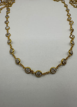 Vintage Cubic Zirconia 925 Sterling Silver chain Necklace - Diamond look, Stackable, antique design