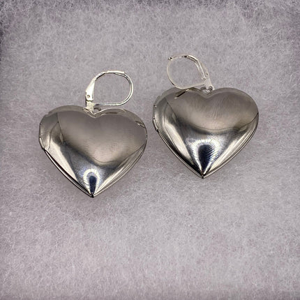 Vintage Silver Earrings | Stainless Steel Locket Earrings Lever Backs