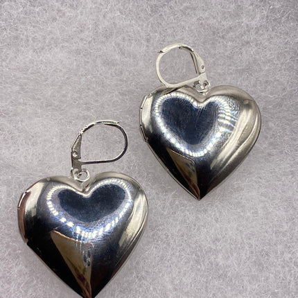 Vintage Silver Earrings | Stainless Steel Locket Earrings Lever Backs