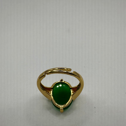 Vintage Golden Green Jade Lucky Cocktail Ring