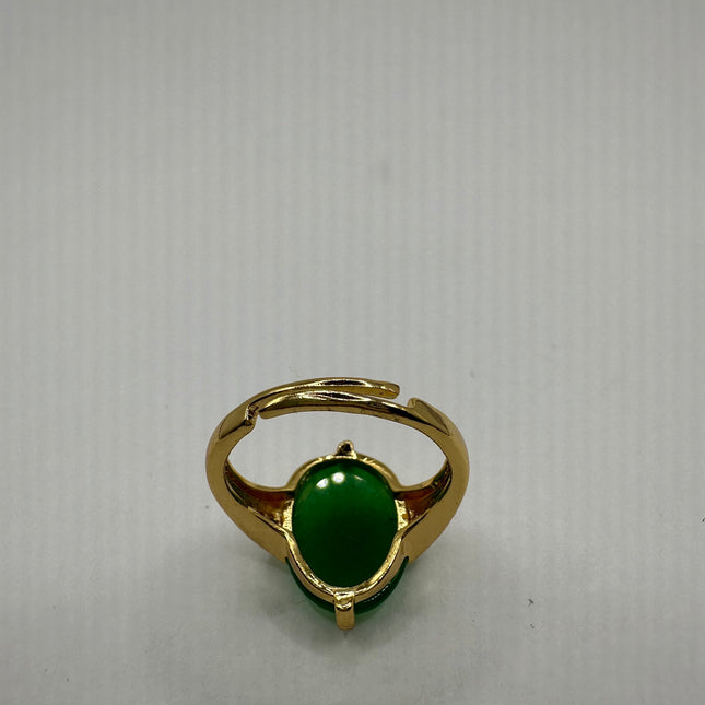 Vintage Golden Green Jade Lucky Cocktail Ring