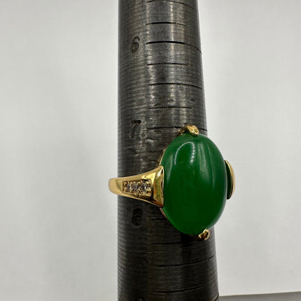 Vintage Golden Green Jade Lucky Cocktail Ring