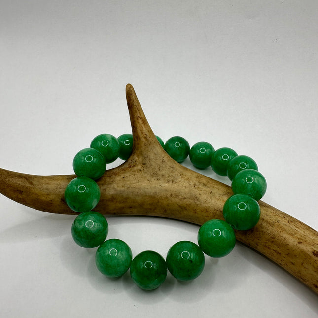 Vintage Green Aventurine Jade Lucky Stretch Beaded Bracelet