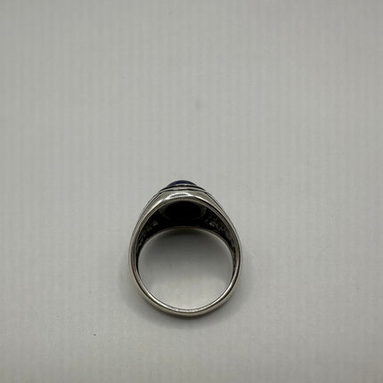 Vintage Blue Lapis Lazuli Cocktail Men's 925 Sterling Silver Ring