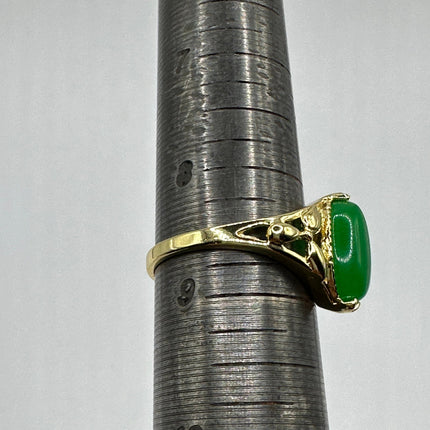 Vintage Gold Green Jade Lucky Cocktail Ring
