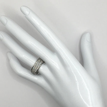 Vintage Crystal Stacking Eternity Promise Ring Wedding Band - 925 Sterling Silver