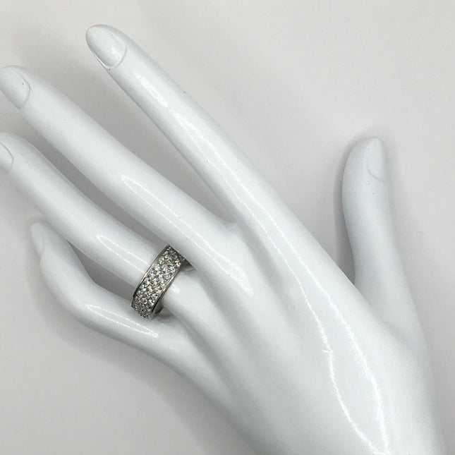 Vintage Crystal Stacking Eternity Promise Ring Wedding Band - 925 Sterling Silver