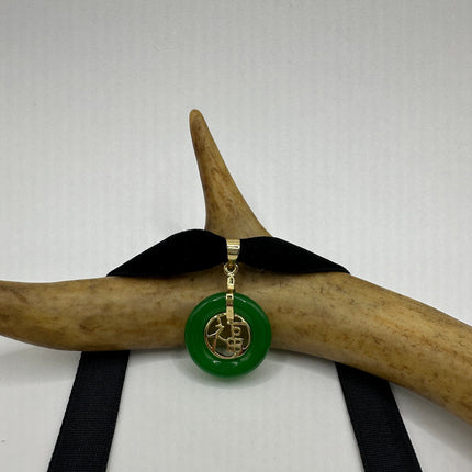 Vintage Green Jade Deco Choker Necklace - Golden Bronze