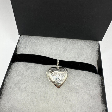 Vintage Style Mom Heart locket 925 Sterling Silver