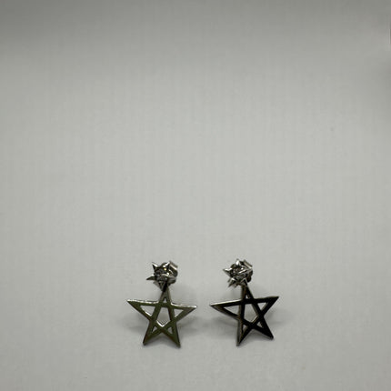 Vintage Silver Earrings | Star Dangle Deco Minimalist 925 Sterling Silver Earrings