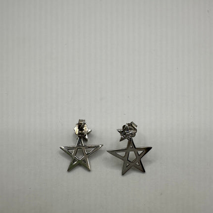 Vintage Silver Earrings | Star Dangle Deco Minimalist 925 Sterling Silver Earrings