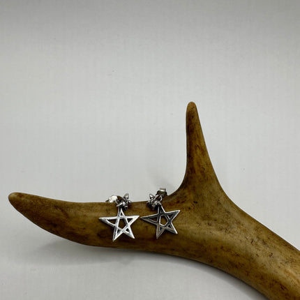 Vintage Silver Earrings | Star Dangle Deco Minimalist 925 Sterling Silver Earrings