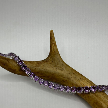 Vintage Purple Amethyst Tennis Bracelet 925 Sterling Silver