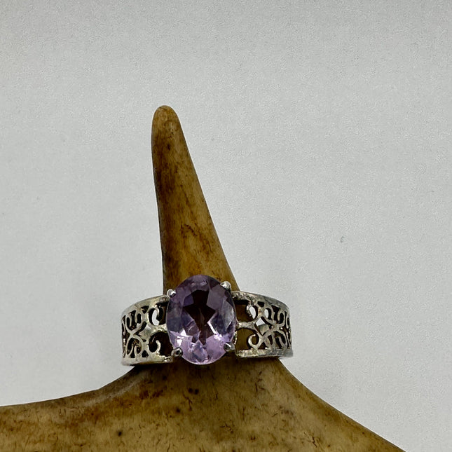 Vintage Purple Amethyst Ring Band 925 Sterling Silver