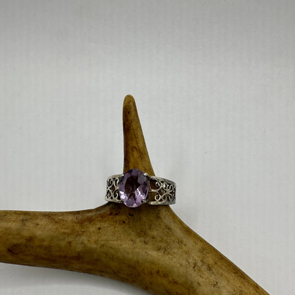 Vintage Purple Amethyst Ring Band 925 Sterling Silver