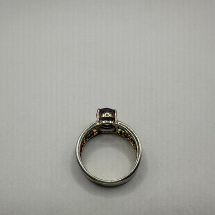 Vintage Purple Amethyst Ring Band 925 Sterling Silver