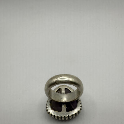 Vintage Purple Amethyst Ring Band Silver