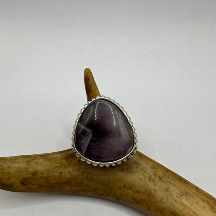 Vintage Purple Amethyst Ring Band Silver