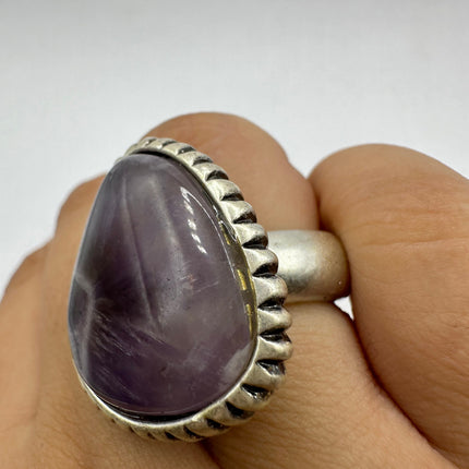 Vintage Purple Amethyst Ring Band Silver