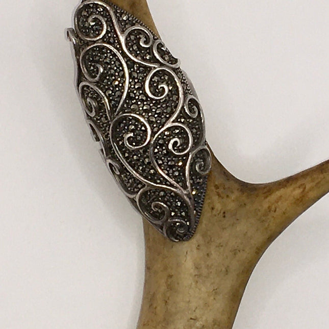 Vintage Marcasite Statement Cocktail 925 Sterling Silver