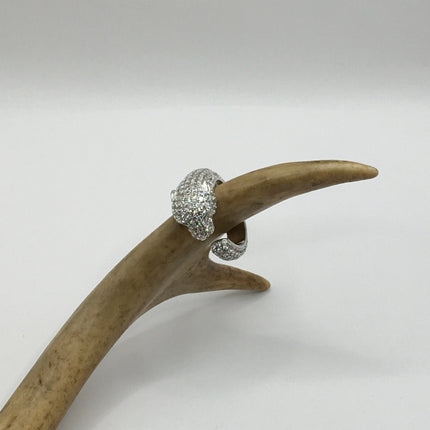Vintage Crystal Cocktail Cougar Cat Ring 925 Sterling Silver