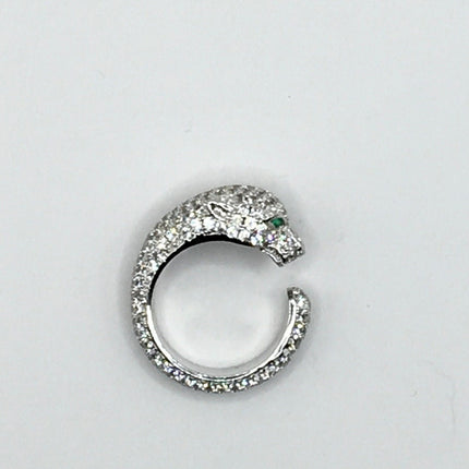 Vintage Crystal Cocktail Cougar Cat Ring 925 Sterling Silver
