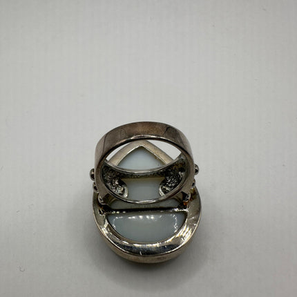 Vintage Hematite Drusy Crystal Ring Band 925 Sterling Silver