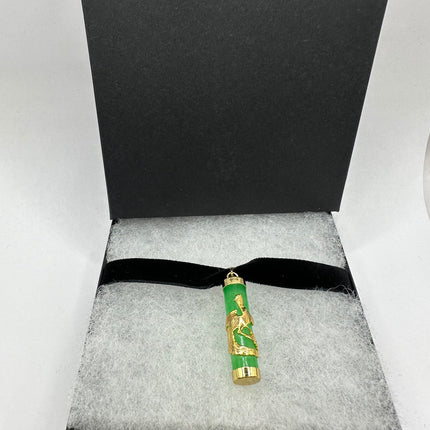 Vintage Green Jade Deco Choker Necklace - Golden Bronze