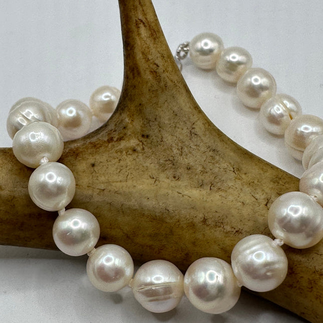 Vintage White Pearl Hand Knotted Bracelet 925 Sterling Silver