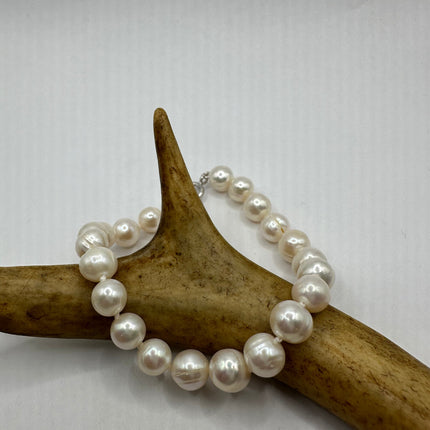 Vintage White Pearl Hand Knotted Bracelet 925 Sterling Silver