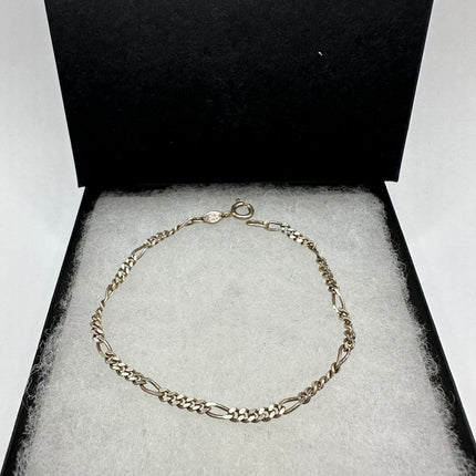 Vintage Figaro Chain Bracelet 925 Sterling Silver